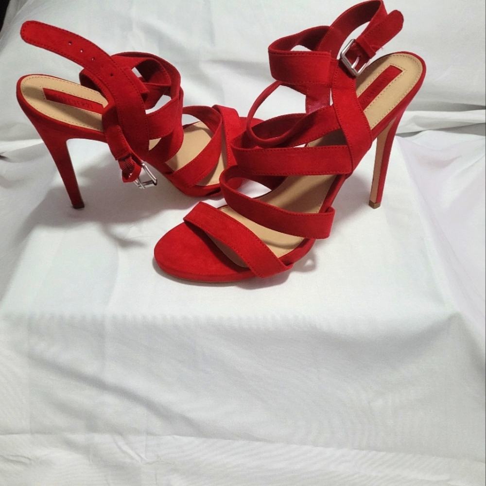Red strap heels